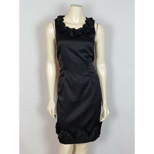 ROULETTE sleeveless ruffle black sheath dress 8